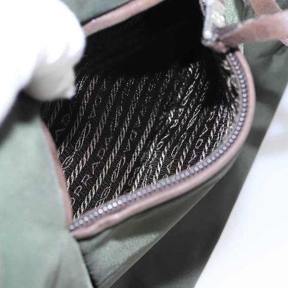 PRADA Tote Bag Nylon Khaki Brown Silver Auth 102966 - Picture 11 of 16